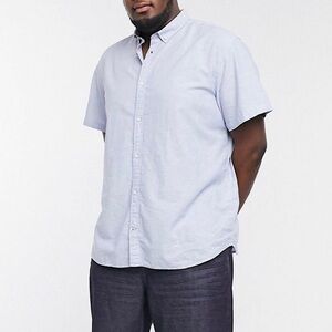 NEW Jack & Jones Men's Linen Blend Short‎ Sleeve Button Up Shirt in Size 3XL